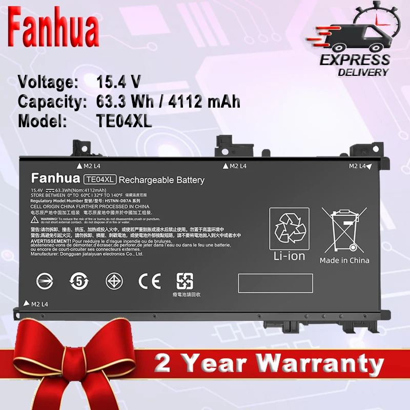 Аккумулятор Fanhua 15,4 в TE04XL для ноутбука HP OMEN 15-AX200 15- AX210TX AX218TX AX235NF AX243DX AX250WM Pavilion 15-BC215TX BC218TX
Аккумулятор Fanhua 15,4 в TE04XL для ноутбука HP OMEN 15-AX200 15- AX210TX AX218TX AX235NF AX243DX AX250WM Pavilion 15-BC215TX BC218TX