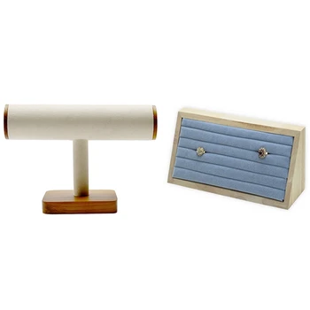 Wooden Jewelry Display T Type Jewelry Stand Creamy-White & Wooden Flannel Jewelry Display Tray Earring Ring Display Box
Wooden Jewelry Display T Type Jewelry Stand Creamy-White & Wooden Flannel Jewelry Display Tray Earring Ring Display Box