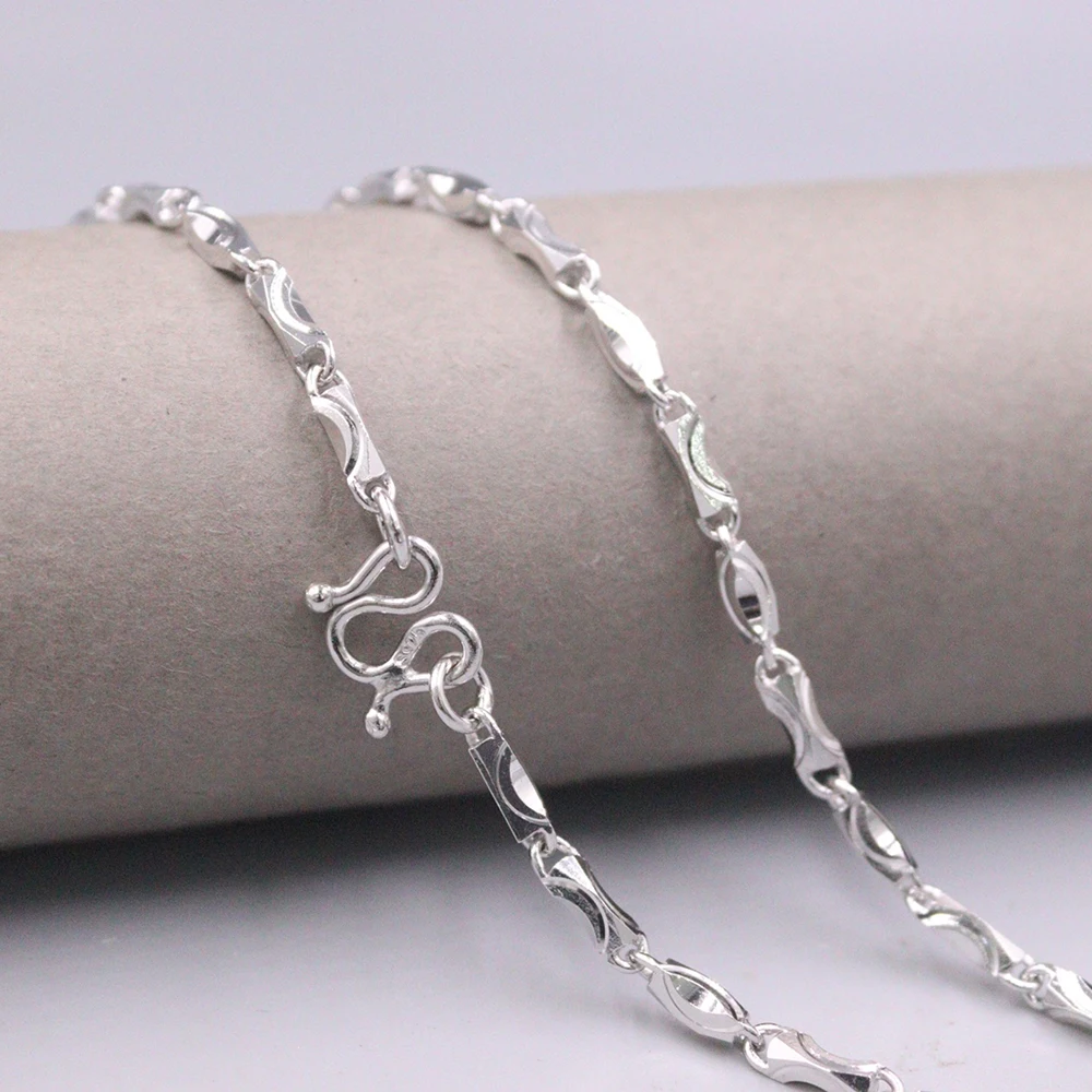

Real 925 Sterling Silver Necklace 3.0mm Ingot Link Chain 22inch Stamped S925 M Clasp
