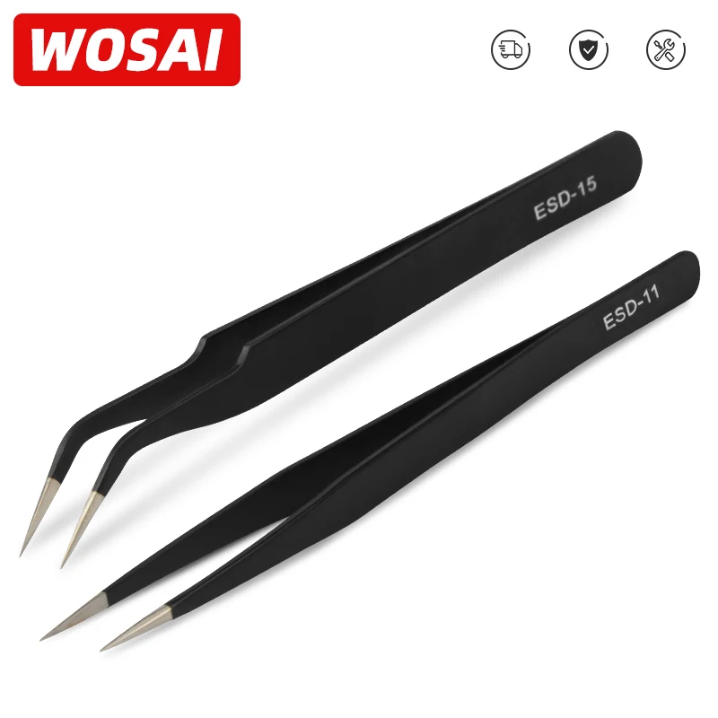 WOSAI Stainless Forceps Anti-static Precision Tweezers Curved Straight Hand Tools Phone iPad Repair IC Chips Motherboard Repair
WOSAI Stainless Forceps Anti-static Precision Tweezers Curved Straight Hand Tools Phone iPad Repair IC Chips Motherboard Repair