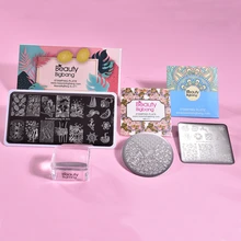 Beautybigbang ongles estampage plaque ensemble 3 Style différent 6cm modèles ongles Stamper citron sirène fleur Image Nail Art timbre ensemble(China)