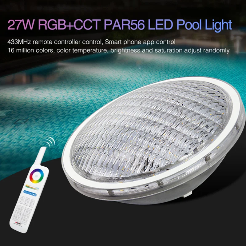 Светодиодный светильник для бассейна Miboxer 27 Вт RGB + CCT PAR56 AC12V/DC12-24V IP68 подводный FUT086 8