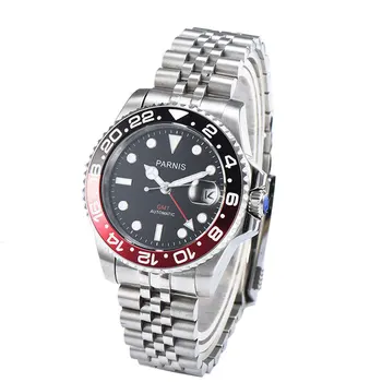 Sapphire Parnis 40mm black dial luminous marks black red bezel GMT function jubilee-band automatic movement men's wristwatch
Sapphire Parnis 40mm black dial luminous marks black red bezel GMT function jubilee-band automatic movement men's wristwatch