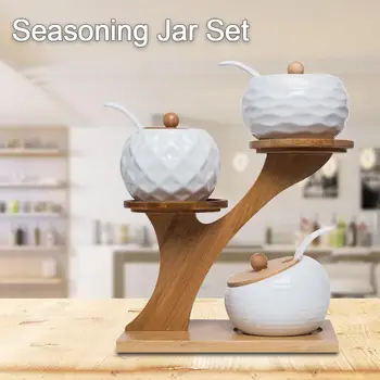 Kitchen Gadgets Spice Bottle Seasoning Box Set Three-piece Set Ceramic Spice Jar Set Spice Box With Bamboo Storage Rack
Kitchen Gadgets Spice Bottle Seasoning Box Set Three-piece Set Ceramic Spice Jar Set Spice Box With Bamboo Storage Rack
