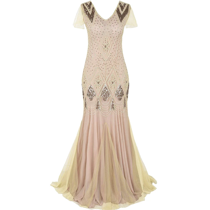 Женское длинное платье в стиле Великий Гэтсби винтажное коктейльное 20s с