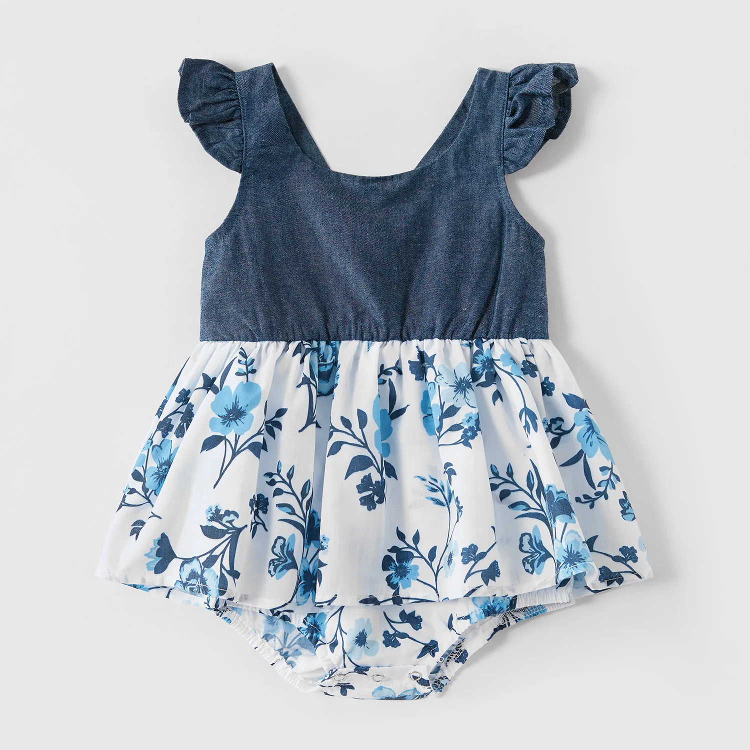 PatPat 2021 New Arrival Summer Mosaic Cotton Family Matching Floral Flounce Tank Dresses and Denim Tops Family Look Sets PatPat 2021 New Arrival Summer Mosaic Cotton Family Matching Floral Flounce Tank Dresses and Denim Tops Family Look Sets