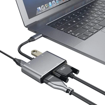 USB C to 4K HD VGA Adapter 4-in-1 Type C Hub with USB 3.0 Charger Power Port Replacement for MacBook
USB C to 4K HD VGA Adapter 4-in-1 Type C Hub with USB 3.0 Charger Power Port Replacement for MacBook