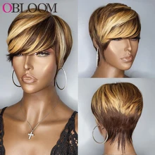 Highlight Honey Blonde Short Pixie Cut Wig Human Hair Wigs Full Machine Made Wig Brazilian Wigs For Black Women Short Bob Wig 
Highlight Honey Blonde Short Pixie Cut Wig Human Hair Wigs Full Machine Made Wig Brazilian Wigs For Black Women Short Bob Wig