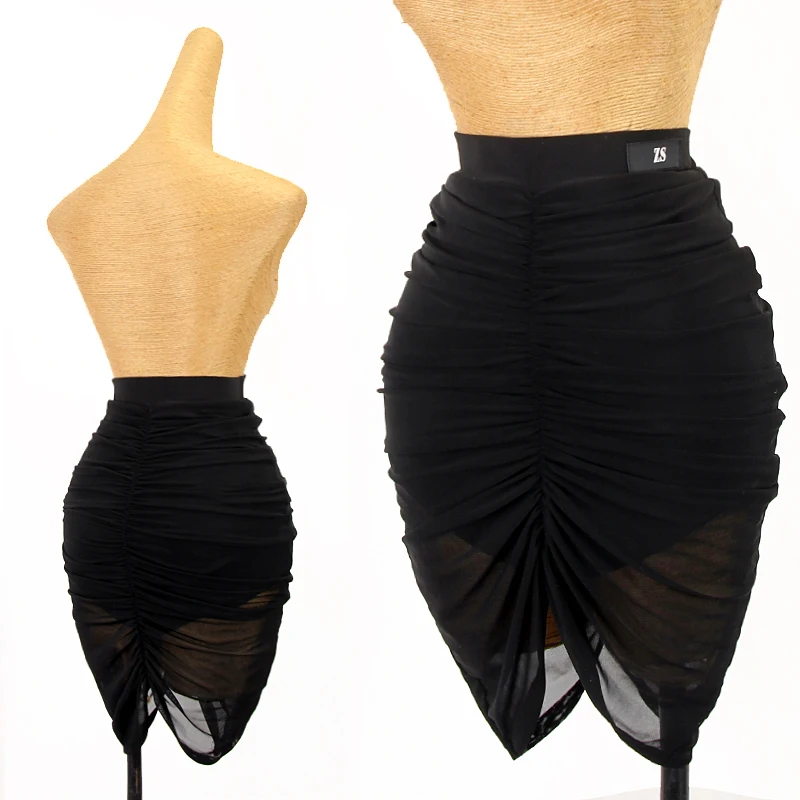 Одежда для латиноамериканских танцев сексуальная сетчатая юбка с запахом на