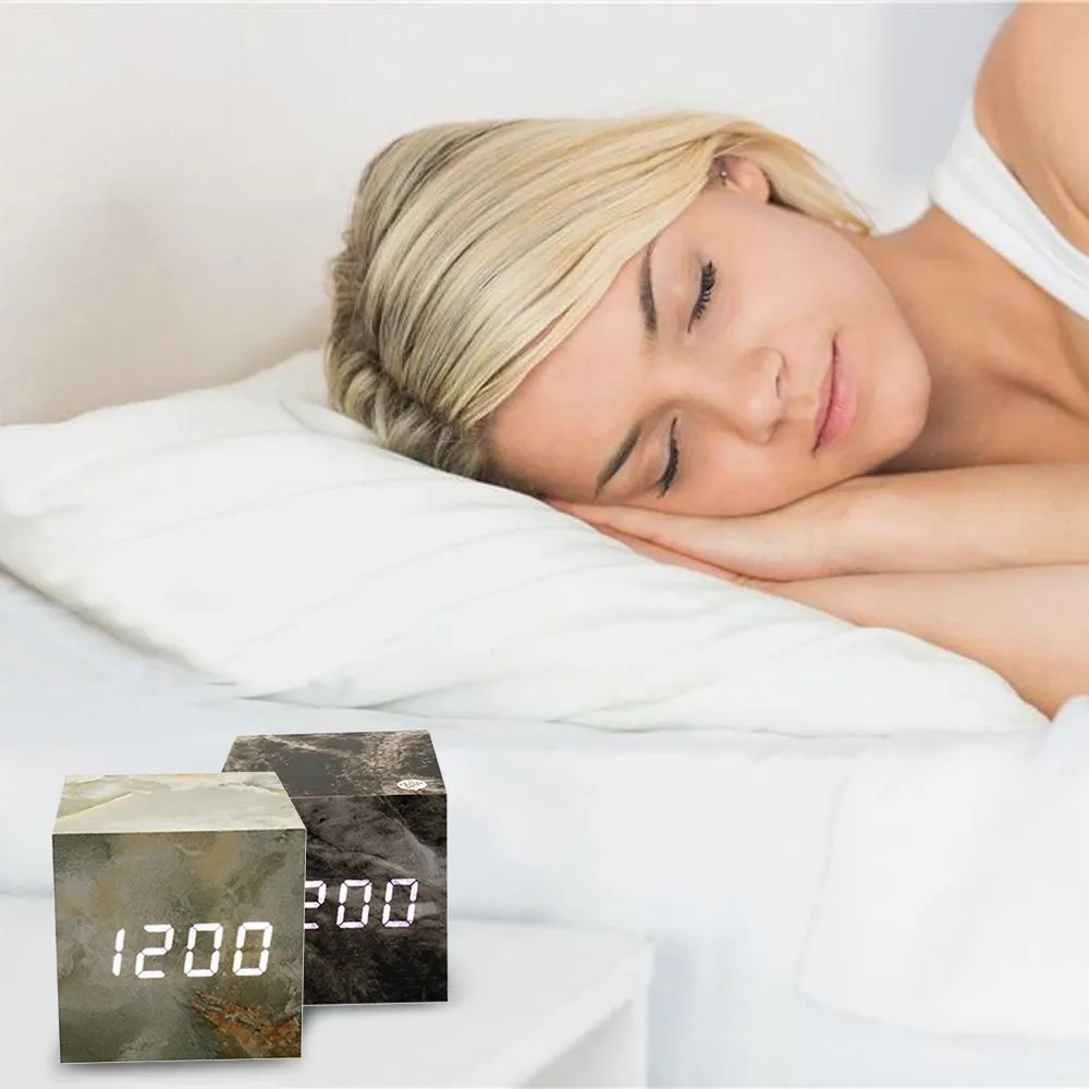 Cube Wooden Marble texture Voice Control Calendar Thermometer LED Clear Digital 12/24 hour format Display Alarm Clock USB/AAA
Cube Wooden Marble texture Voice Control Calendar Thermometer LED Clear Digital 12/24 hour format Display Alarm Clock USB/AAA