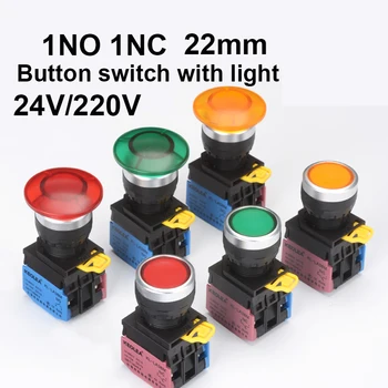 22mm Momentary/Lock Light switch LED Flat Push Button Illuminated Switch Spring Return 1NO1NC button LA38-11DN Silver contact 
22mm Momentary/Lock Light switch LED Flat Push Button Illuminated Switch Spring Return 1NO1NC button LA38-11DN Silver contact