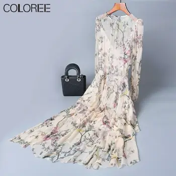 Runway Designers Pure Silk Dresses 2020 Summer Women Elegant O-neck Long Sleeve Printed Irregular Long Dress
Runway Designers Pure Silk Dresses 2020 Summer Women Elegant O-neck Long Sleeve Printed Irregular Long Dress