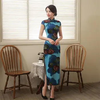 Chinese Style New Long-style performance cheongsam dress walk show etiquette Miss Flower Pattern Cheongsam Printed Cheongsam
Chinese Style New Long-style performance cheongsam dress walk show etiquette Miss Flower Pattern Cheongsam Printed Cheongsam