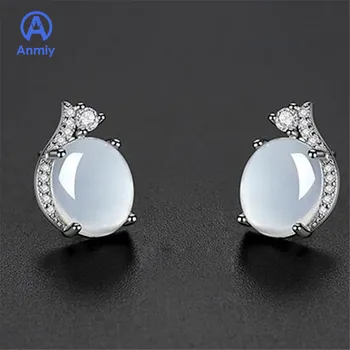 

Anmiy Gold Women's Low Luxury and Full Earrings, Version of Four Claw White Jade Charming On Party As A Queen