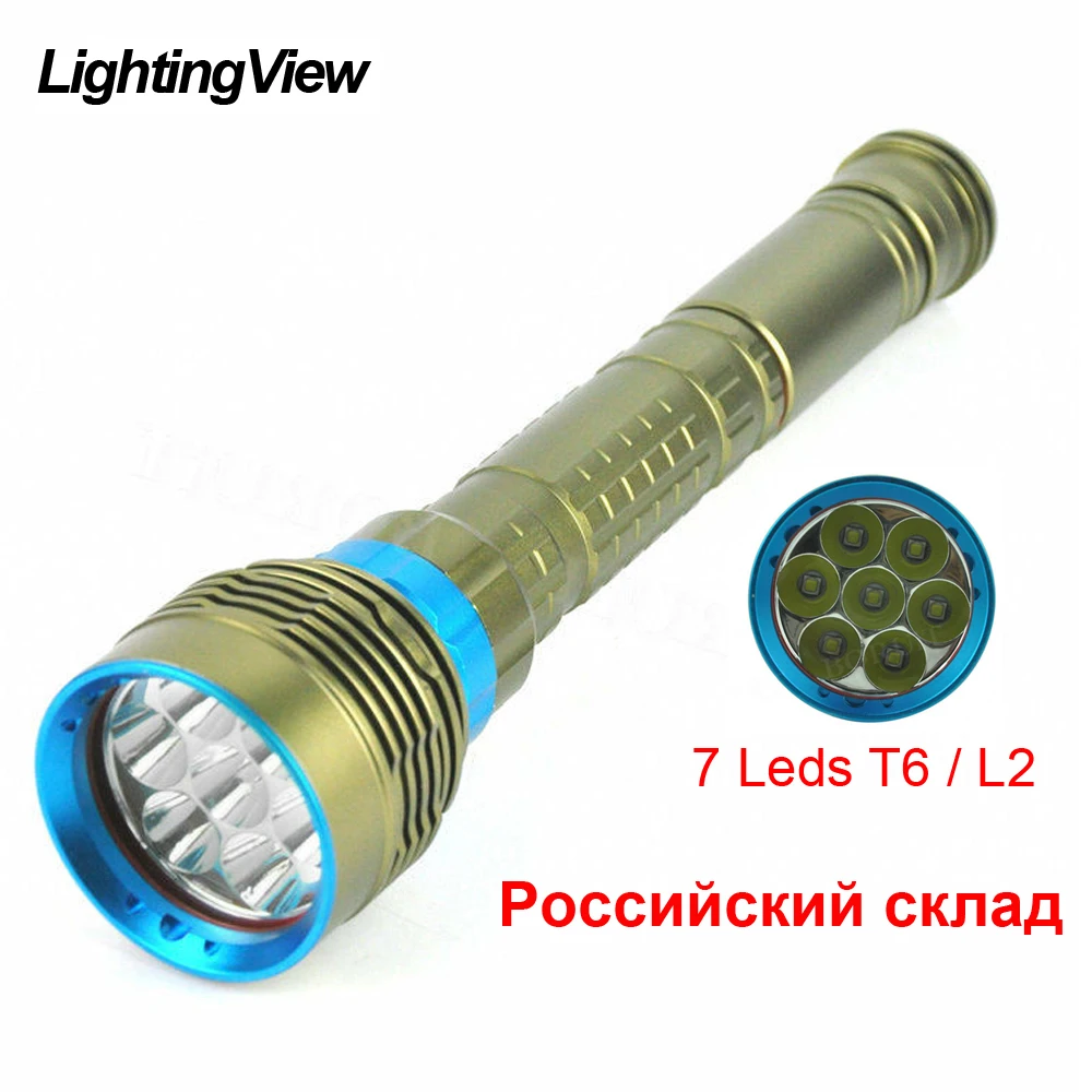 Подводный фонарь Lightingview 7 x XM-L2 7000 люмен для дайвинга с аккумулятором 3x2665 0 +