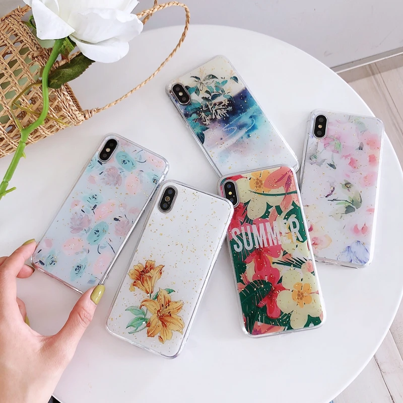Color Floral Flower Pattern Glitter Sparkle Gold Foil For iPhone 6 6s 7 8 Plus 10 X XS XR Max Soft Silicone TPU Phone Case Cover 
Color Floral Flower Pattern Glitter Sparkle Gold Foil For iPhone 6 6s 7 8 Plus 10 X XS XR Max Soft Silicone TPU Phone Case Cover