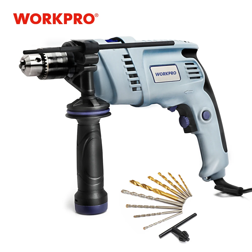 WORKPRO 900W 220V Impact Electric Drill Set And 9PCS Accessories Adjustable Speed Concrete Drill Bit Twist Drill
WORKPRO 900W 220V Impact Electric Drill Set And 9PCS Accessories Adjustable Speed Concrete Drill Bit Twist Drill