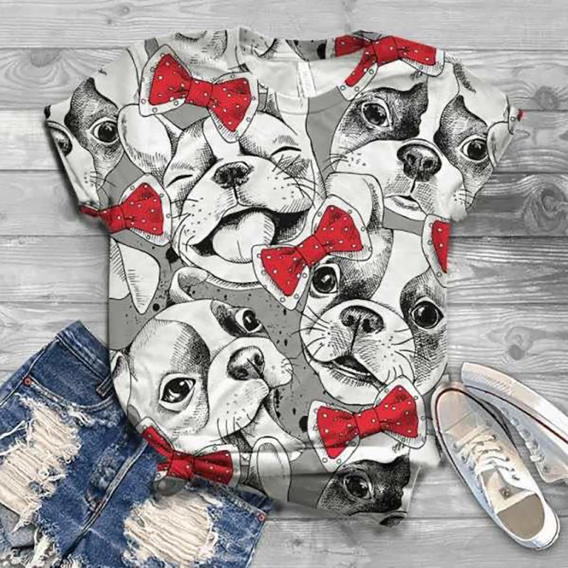 Kawaii Animal Bow tie dog Printing T shirt Women Harajuku Graphic Tee Summer Aesthetic Streetwear Love Dog Cute Short Sleeve Top
Kawaii Animal Bow tie dog Printing T shirt Women Harajuku Graphic Tee Summer Aesthetic Streetwear Love Dog Cute Short Sleeve Top