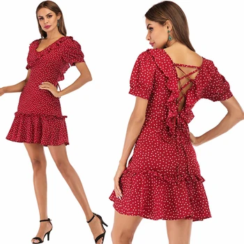 Mini Polka Dot Dress Women V-neck Bandage Summer Dress Casual Wine Red Ladies Dresses Party Night Clothes Girl 2020 New Vestidos
Mini Polka Dot Dress Women V-neck Bandage Summer Dress Casual Wine Red Ladies Dresses Party Night Clothes Girl 2020 New Vestidos