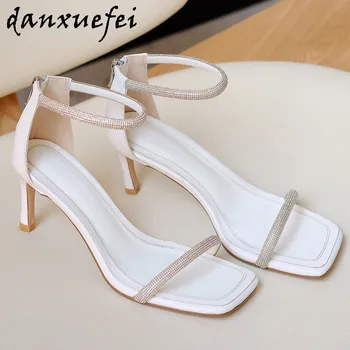 Women's genuine leather crystal narrow band thin high heel open toe summer pumps elegant ladies evening bride wedding dress shoe
Women's genuine leather crystal narrow band thin high heel open toe summer pumps elegant ladies evening bride wedding dress shoe
