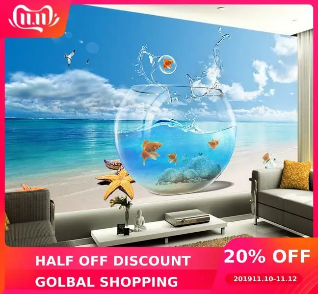 Custom 3d mural 3D non-woven Sea view wallpaper living room sofa bedroom television bar background fish aquarium wallpaper mural
Custom 3d mural 3D non-woven Sea view wallpaper living room sofa bedroom television bar background fish aquarium wallpaper mural