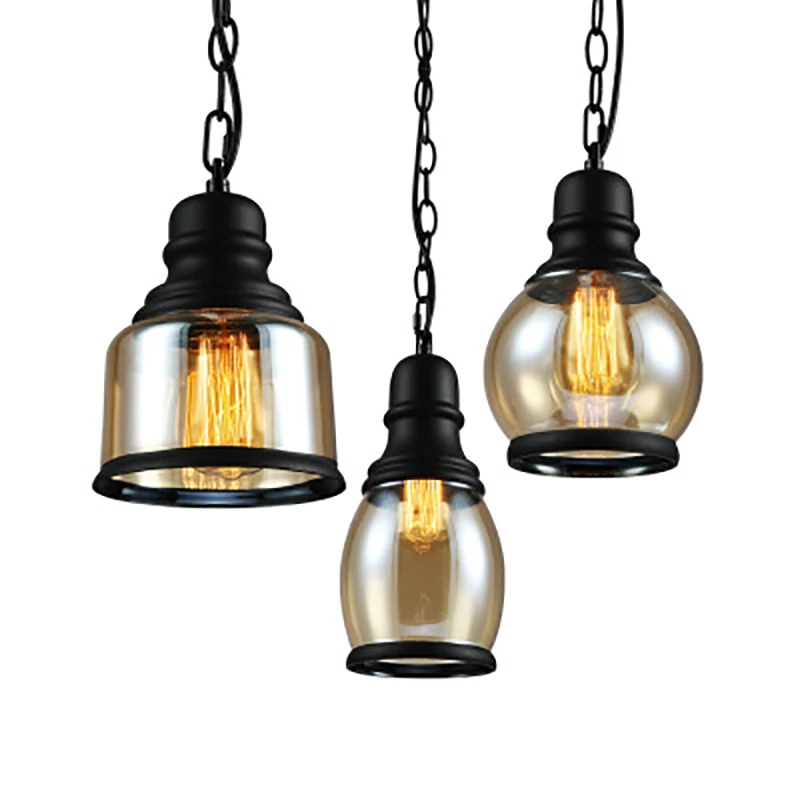 

With 110V/ 220V bulb Amber Glass Lamp Loft Pendant Light For Dinning Restaurant Bar Bed room Kitchen Home Decor 3 Style