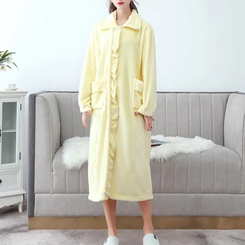 Muyogrt Women Sleepwear Autumn Coral Fleece Robe Thicken Ruffle Pajamas Robe Lady Bathrobe Nightgown Robes Gown Loungewear 
Muyogrt Women Sleepwear Autumn Coral Fleece Robe Thicken Ruffle Pajamas Robe Lady Bathrobe Nightgown Robes Gown Loungewear
