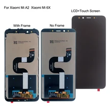 Original Pour Xiaomi Mi 6X MI6X Convertisseur analogique-numérique D'écran Tactile D'affichage D'affichage à cristaux liquides Pour Xiaomi MI A2 MIA2 ÉCRAN LCD Avec Cadre=