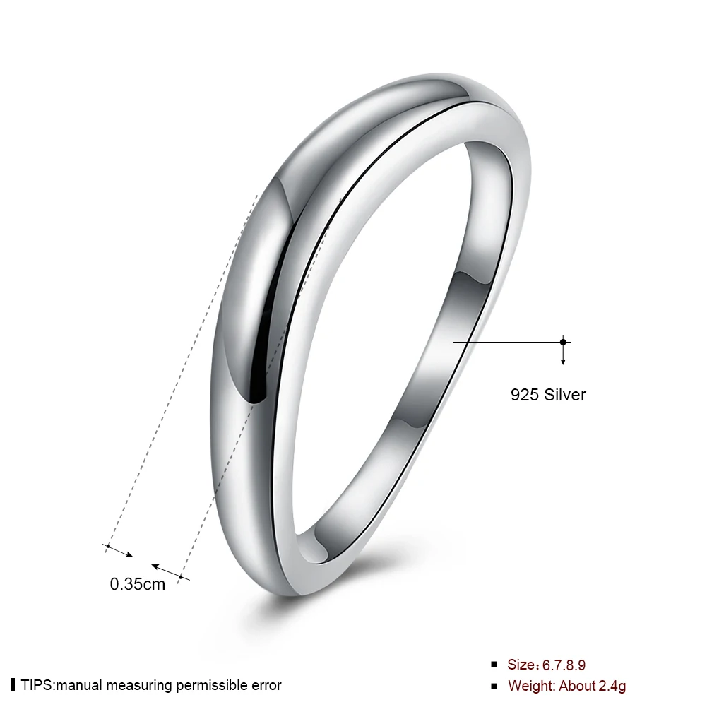 SILVERHOO 925 Sterling Silver Rings Smooth Simple Style Ring For Women Wedding Engagement Gift To Lover On Sale Fine Jewelry SILVERHOO 925 Sterling Silver Rings Smooth Simple Style Ring For Women Wedding Engagement Gift To Lover On Sale Fine Jewelry