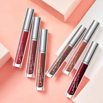 6pcs Langmanni Matte Lipstick Set Lot Lip Gloss Set Tint Velvet Lasting Makeup Non-stick Lipsticks Waterproof Lips Liquid L E6G0