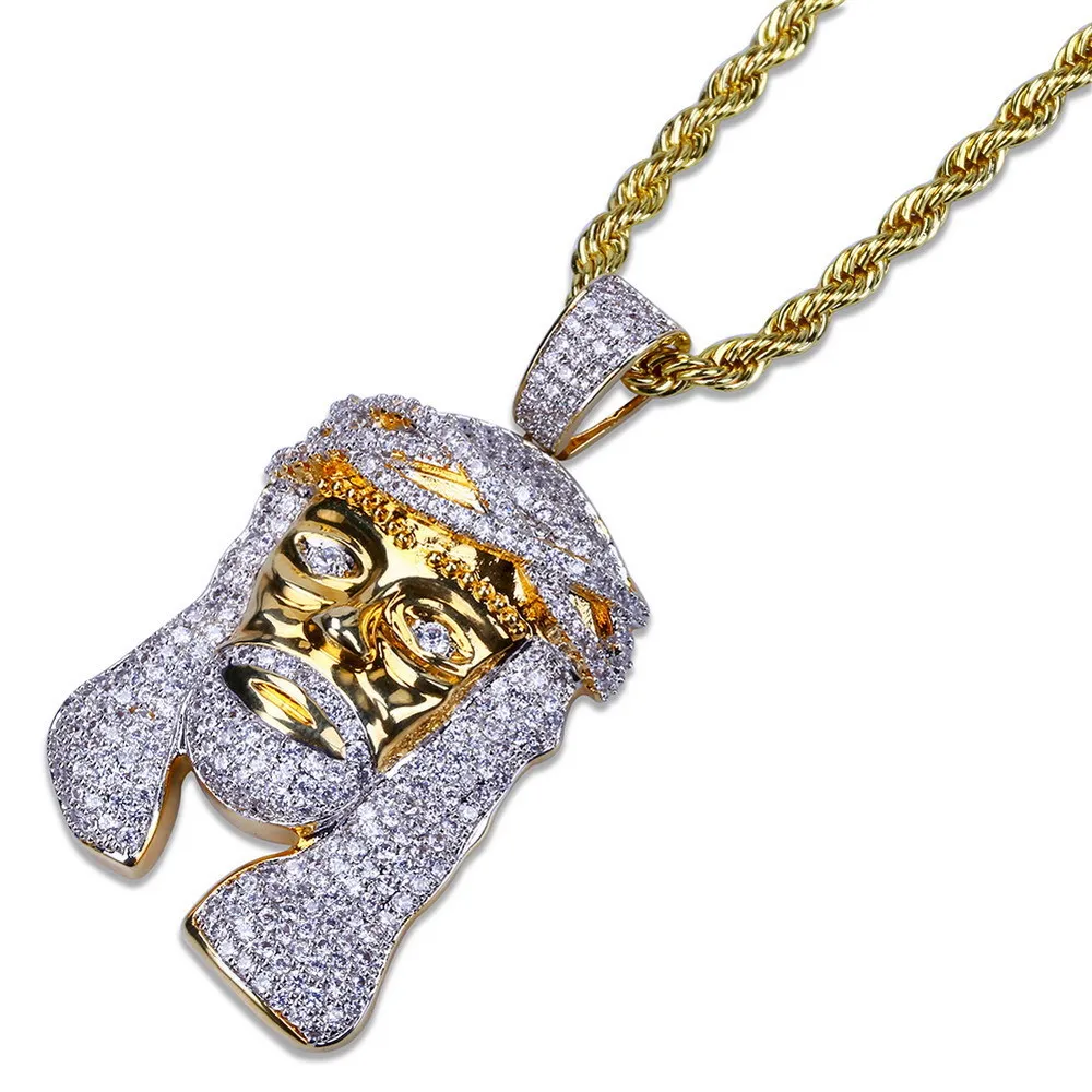 

Hip Hop Micro Paved AAA+ Cubic Zirconia Bling Iced Out Jesus Piece Pendants Necklace for Men Rapper Jewelry Gold Color