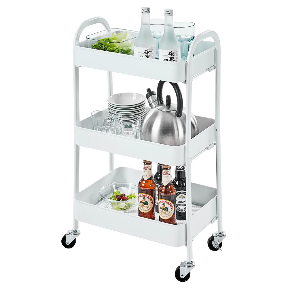 3 Tier Rolling Cart (White) (44.3 x 30.6 x 79.5)cm for home, office, kitchen, garage, bedroom, bathroom, classroom, salons
3 Tier Rolling Cart (White) (44.3 x 30.6 x 79.5)cm for home, office, kitchen, garage, bedroom, bathroom, classroom, salons