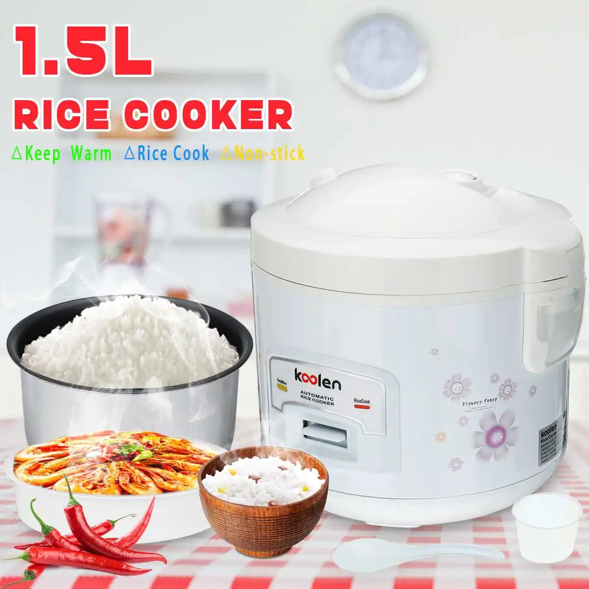 Rice Cooker Non-Stick Inner Household 1.5L Electric Rice Cooker Steamer Cooking Pot 220-240V Portable Kitchen Cooking Appliances
Rice Cooker Non-Stick Inner Household 1.5L Electric Rice Cooker Steamer Cooking Pot 220-240V Portable Kitchen Cooking Appliances