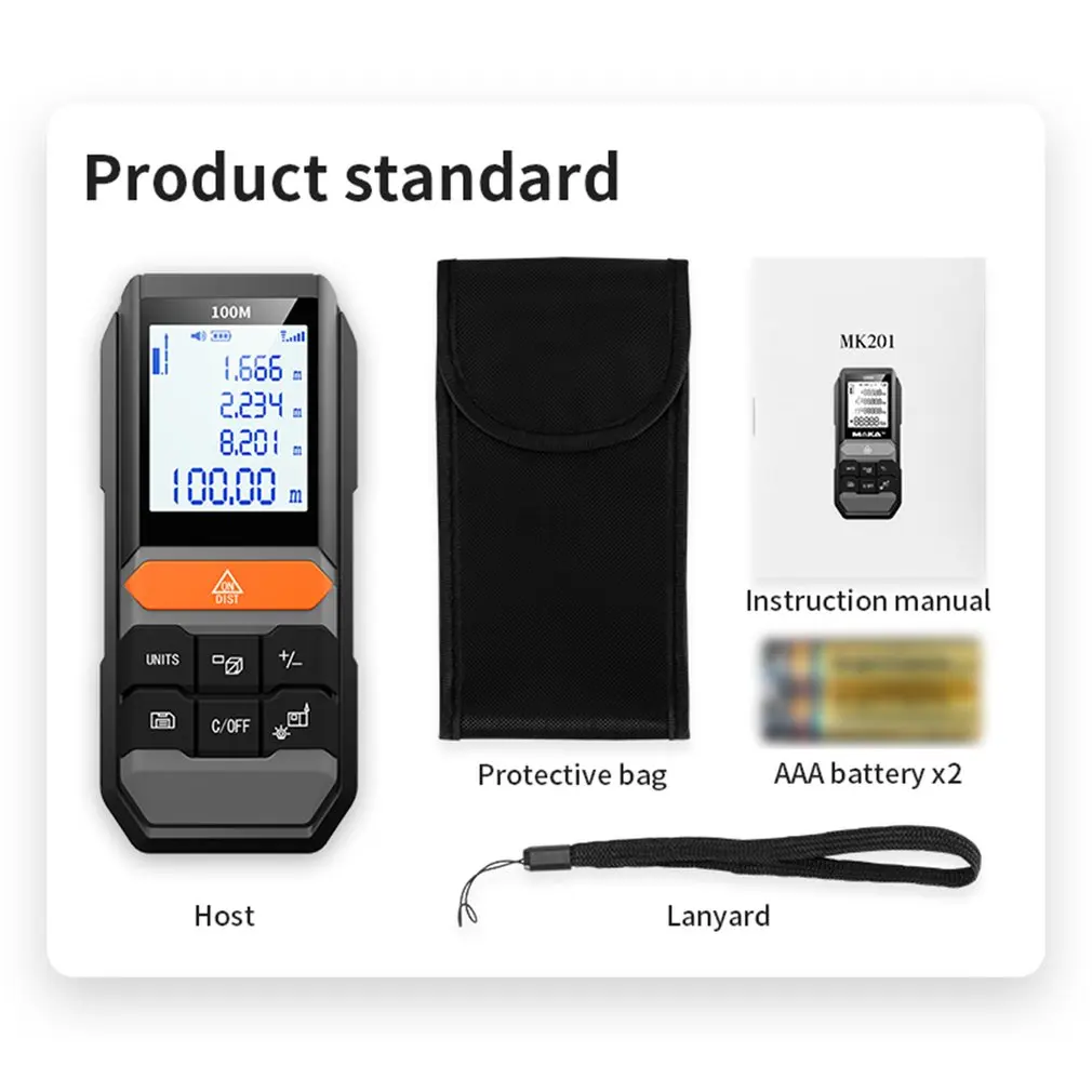 MK201 Laser Range Finder Metal Detector Auto Level Distance Meter Electronic Analysis Measuring Instrument Rangefinder
MK201 Laser Range Finder Metal Detector Auto Level Distance Meter Electronic Analysis Measuring Instrument Rangefinder