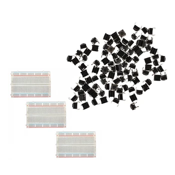 103 Pcs Accessories: 100 Pcs PCB Tact Push Button Switch & 3 Pcs Mini 400 Points Prototype PCB Solderless Breadboard
103 Pcs Accessories: 100 Pcs PCB Tact Push Button Switch & 3 Pcs Mini 400 Points Prototype PCB Solderless Breadboard