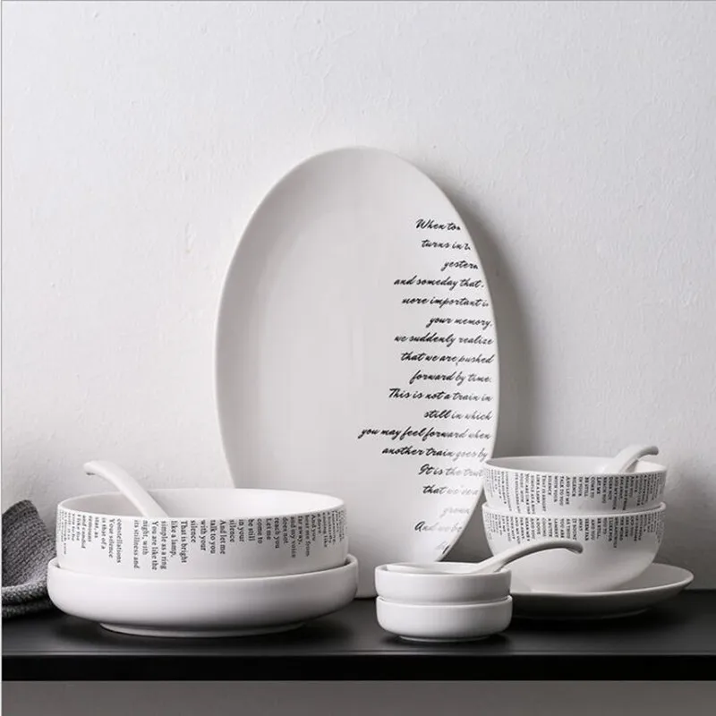 Creative English alphabet White Dinner Plate Ceramic Kitchen Plate Tableware Set Food Dishes Rice Salad Noodles Bowl Soup
Creative English alphabet White Dinner Plate Ceramic Kitchen Plate Tableware Set Food Dishes Rice Salad Noodles Bowl Soup