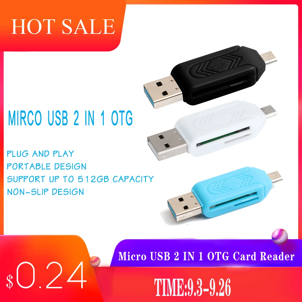 Micro USB 2 IN 1 OTG Card Reader Type-C3.0 Support TF Card Recorder Phone Storage Card Rotatable Card Reader Blue
Micro USB 2 IN 1 OTG Card Reader Type-C3.0 Support TF Card Recorder Phone Storage Card Rotatable Card Reader Blue