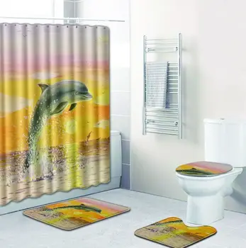 ONGLYP 4pcs Shower Curtain Set 3D Dolphin Bathroom Curtains with Hooks Non Slip Bath Mat Toilet Cover Rugs Mat Home Decor
ONGLYP 4pcs Shower Curtain Set 3D Dolphin Bathroom Curtains with Hooks Non Slip Bath Mat Toilet Cover Rugs Mat Home Decor
