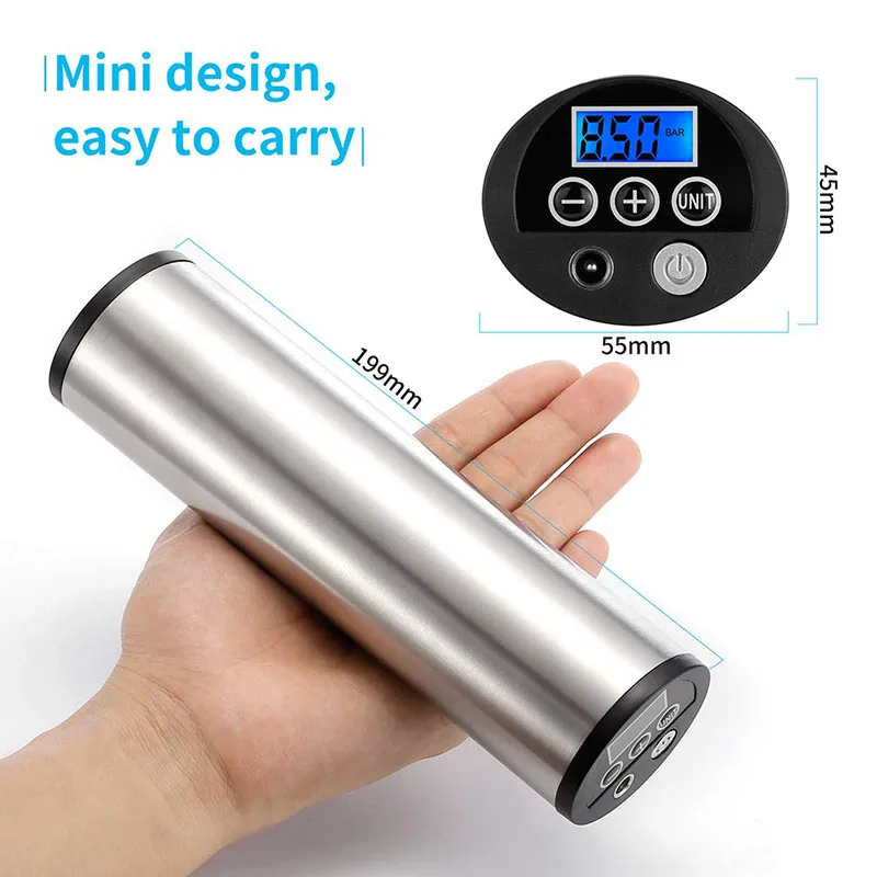 Air Compressor Electric Inflator 12V 150PSI with Digital LCD Rechargeable Built-in Battery Cigarette Lighter Plug & 3C Plug
Air Compressor Electric Inflator 12V 150PSI with Digital LCD Rechargeable Built-in Battery Cigarette Lighter Plug & 3C Plug