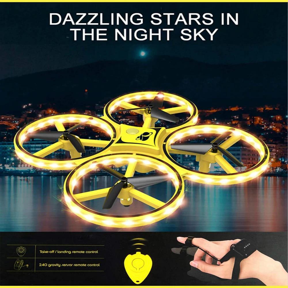 

Rc Quadcopter Gravity Sensor LED Infrared Induction UAV Aircraft with Smart Watch Hand Gesture Operated Mini Drone