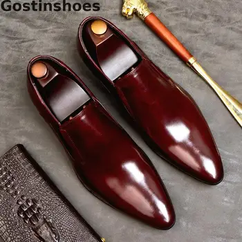 Whole Cut Leather Shoes Cowhide Genuine Leather Men Shoes Slip-on Pointed Black Wine Red Dress Shoes Men Formal Business Oxfords
Whole Cut Leather Shoes Cowhide Genuine Leather Men Shoes Slip-on Pointed Black Wine Red Dress Shoes Men Formal Business Oxfords