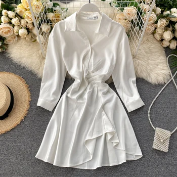 Light Ripe Wind Commuting Women's Clothing Cardiac Folds Waist Slimming Design Irregular Blouse Dress Women
Light Ripe Wind Commuting Women's Clothing Cardiac Folds Waist Slimming Design Irregular Blouse Dress Women