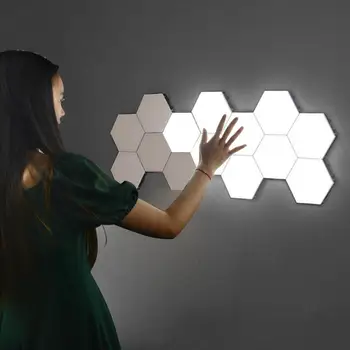 DIY Bedroom Bedside Night Light DC24V Hexagon Quantum Light Creative Wall Lamp Decoration Touch sensor Magnetic Home Lighting 
DIY Bedroom Bedside Night Light DC24V Hexagon Quantum Light Creative Wall Lamp Decoration Touch sensor Magnetic Home Lighting