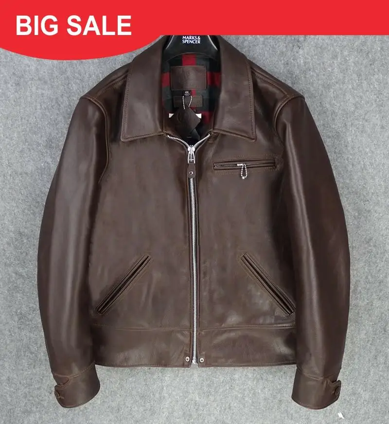 2020 Dark Brown Men American Casual Style Leather Jacket Large Size XXXL Genuine Cowhide Autumn Slim Fit Natural Leather Coat
2020 Dark Brown Men American Casual Style Leather Jacket Large Size XXXL Genuine Cowhide Autumn Slim Fit Natural Leather Coat