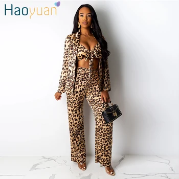 HAOYUAN Sexy Leopard Print 3 Piece Set Halter Bandage Crop Top and Blazer and Pants Suits Office Outfit for Women Matching Sets
HAOYUAN Sexy Leopard Print 3 Piece Set Halter Bandage Crop Top and Blazer and Pants Suits Office Outfit for Women Matching Sets