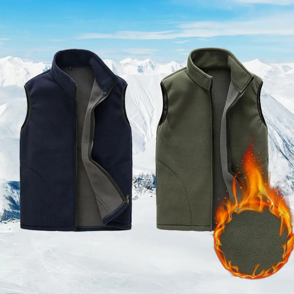Winter Full-Zip Fleece Vest Warm Stand Collar Spring Soft Solid Color Vest with Pockets Warm Skiing Hiking Clothing
Winter Full-Zip Fleece Vest Warm Stand Collar Spring Soft Solid Color Vest with Pockets Warm Skiing Hiking Clothing