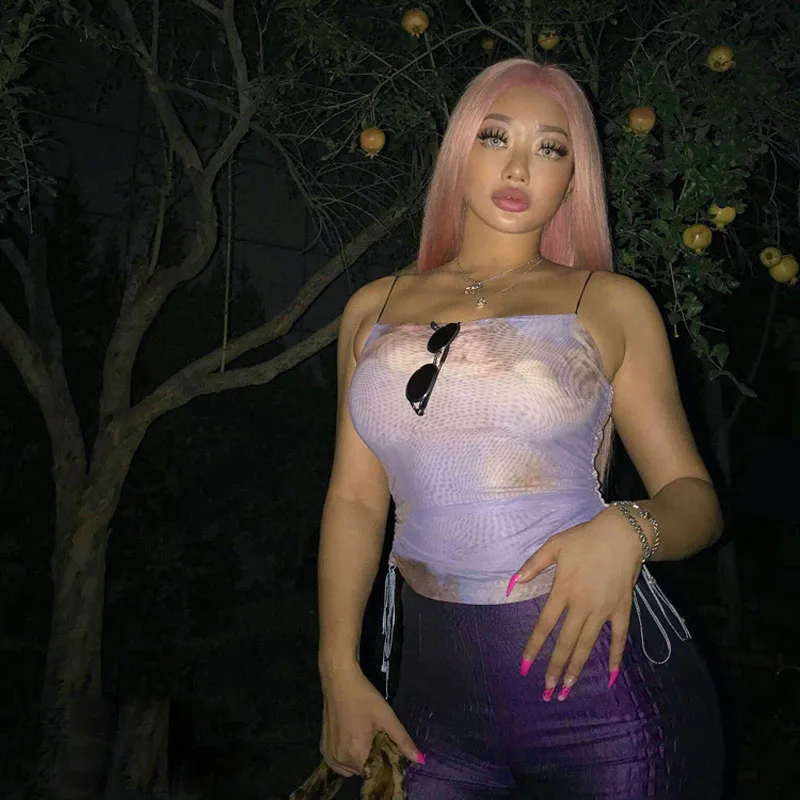 Retro Y2K Little Angel Light Purple Mesh Print Splicing Side Drawstring Slim Camisole
Retro Y2K Little Angel Light Purple Mesh Print Splicing Side Drawstring Slim Camisole