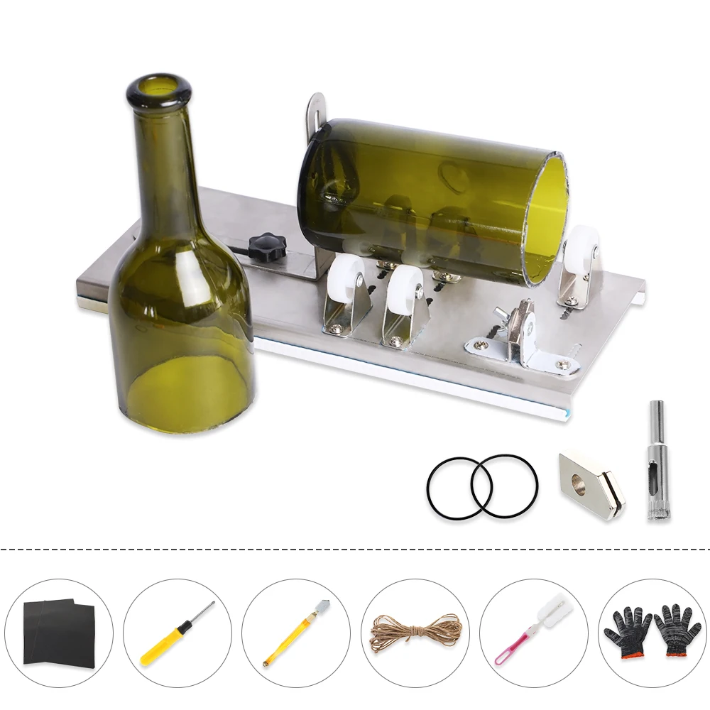 Glass Bottle Cutter DIY Machine For Cutting Wine Beer Alcohol Champagne Craft Gloves Glasses Accessories Tool Kit 10pcs | Инструменты