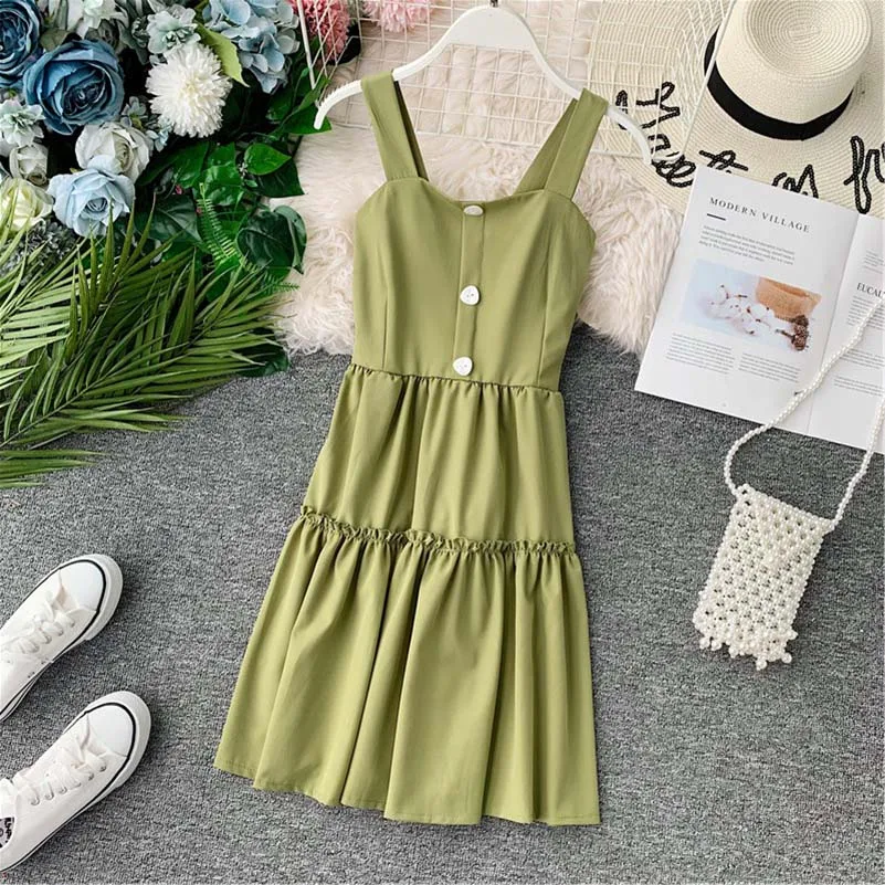 Fashion Ruffles Ladies Button Sexy Slim Mini Short Summer Spaghetti Strap Dress Party Women Casual Beach Holiday A-Line Vestidos
Fashion Ruffles Ladies Button Sexy Slim Mini Short Summer Spaghetti Strap Dress Party Women Casual Beach Holiday A-Line Vestidos