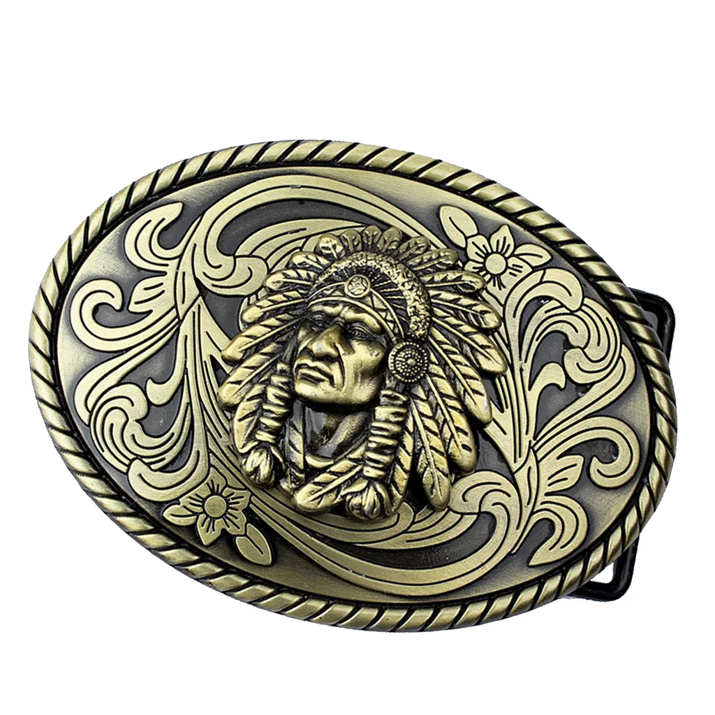Vintage Antique Bronze Indian Chief Head Belt Buckle for Leather Belt Vintage Antique Bronze Indian Chief Head Belt Buckle for Leather Belt